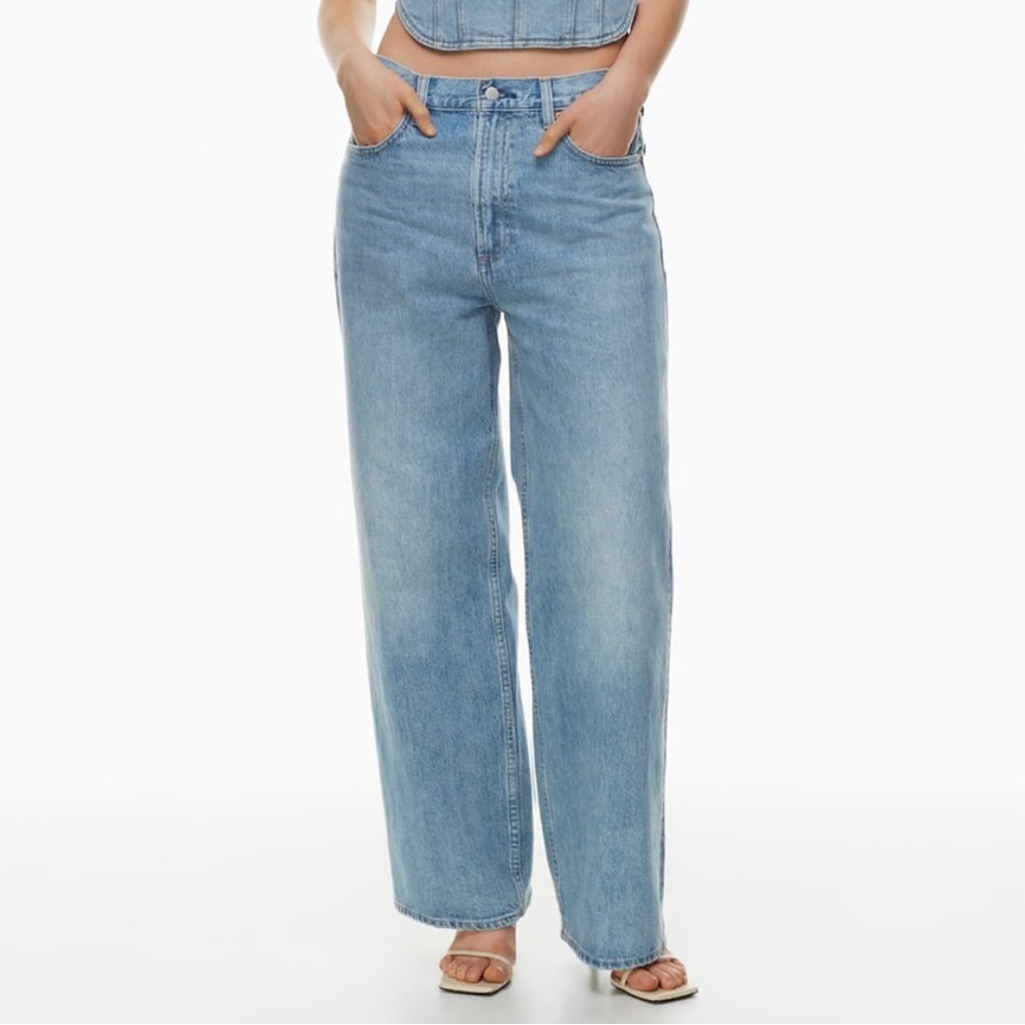 Denim Forum Aritzia The 90s Lo-Rise Baggy Wide Jean Size 23 7 Yrs Bleu Taboo